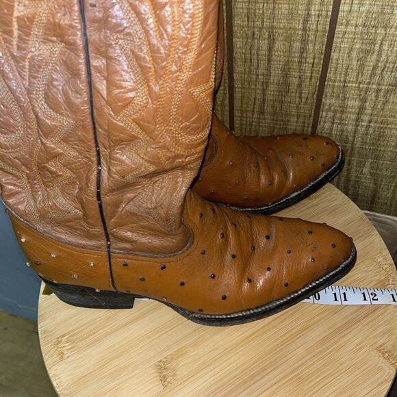 Ostrich Skin Western Cowboy Boots Mex Vaquero Roper Almond Toe Men\'s 11 main image 10